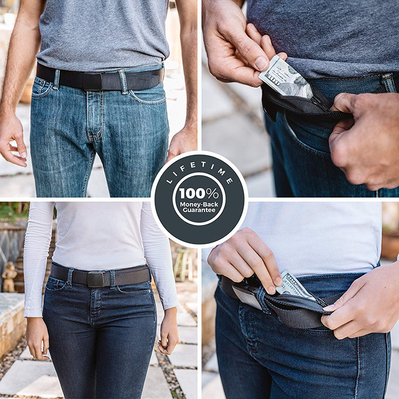 Money Belt Hidden - حقيبة خصر مضادة للسرقة للسفر بطول