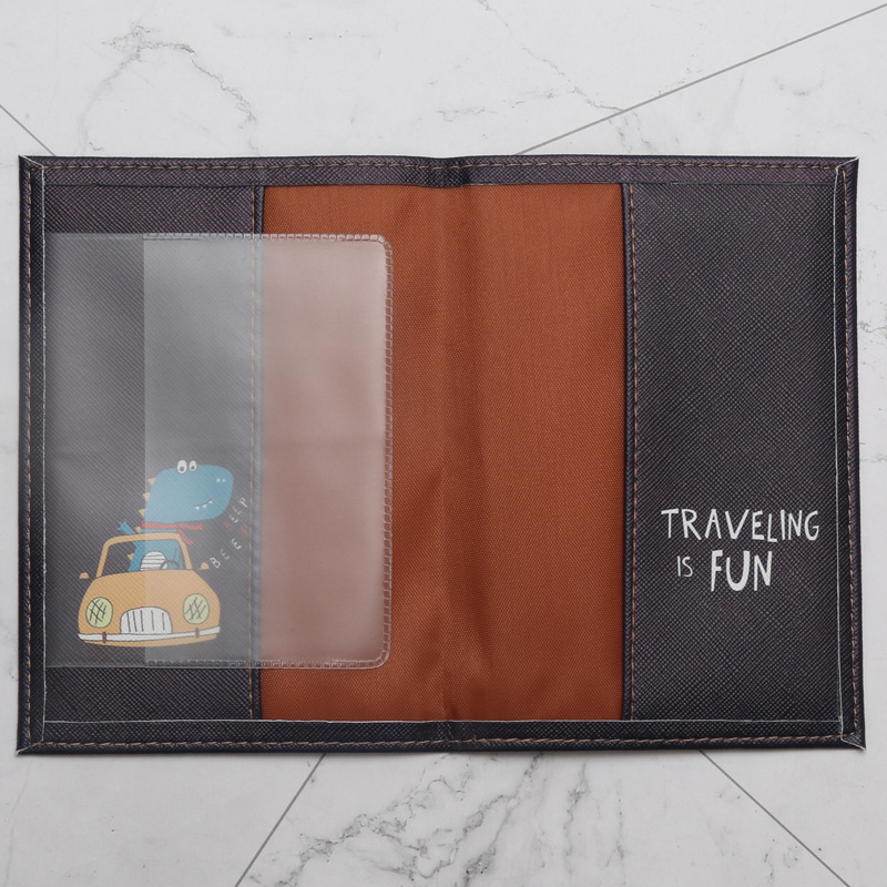 كرتون ديناصور مطبوع حامل جواز  - مراجعة Travel Accessories For Plane وسعره